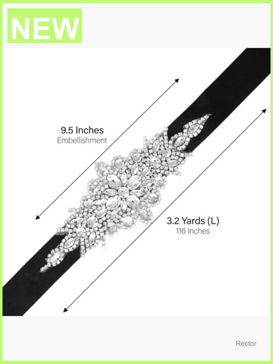 Handmade Satin Bridal Belt with Rhinestones - One Size Fits Most main image 5